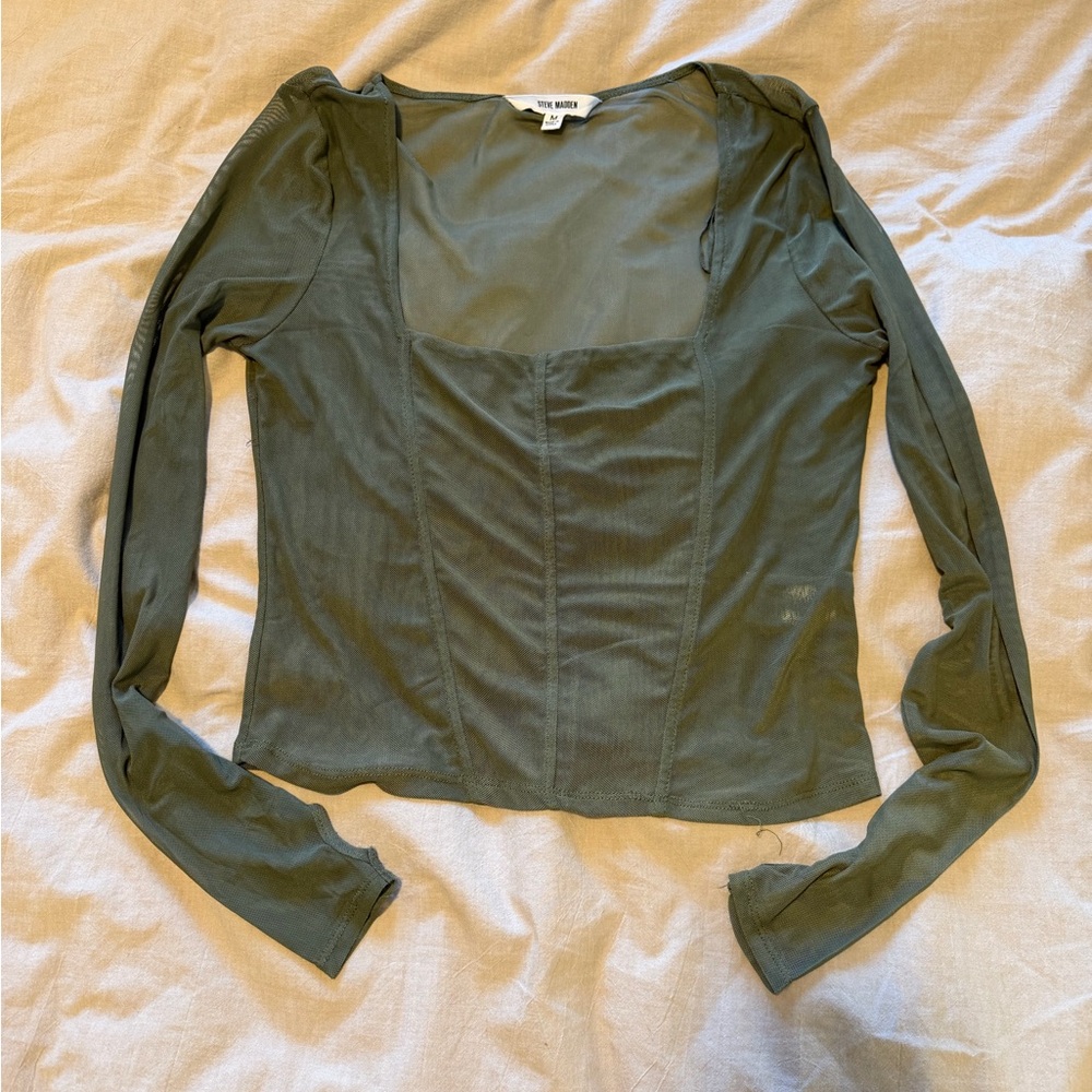 Steve Madden Forest Green Long Sleeve Top